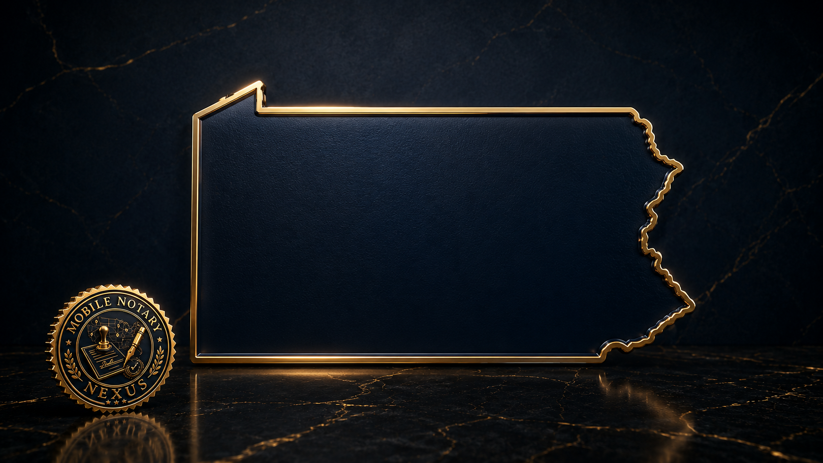 Gold Pennsylvania state outline with city skyline