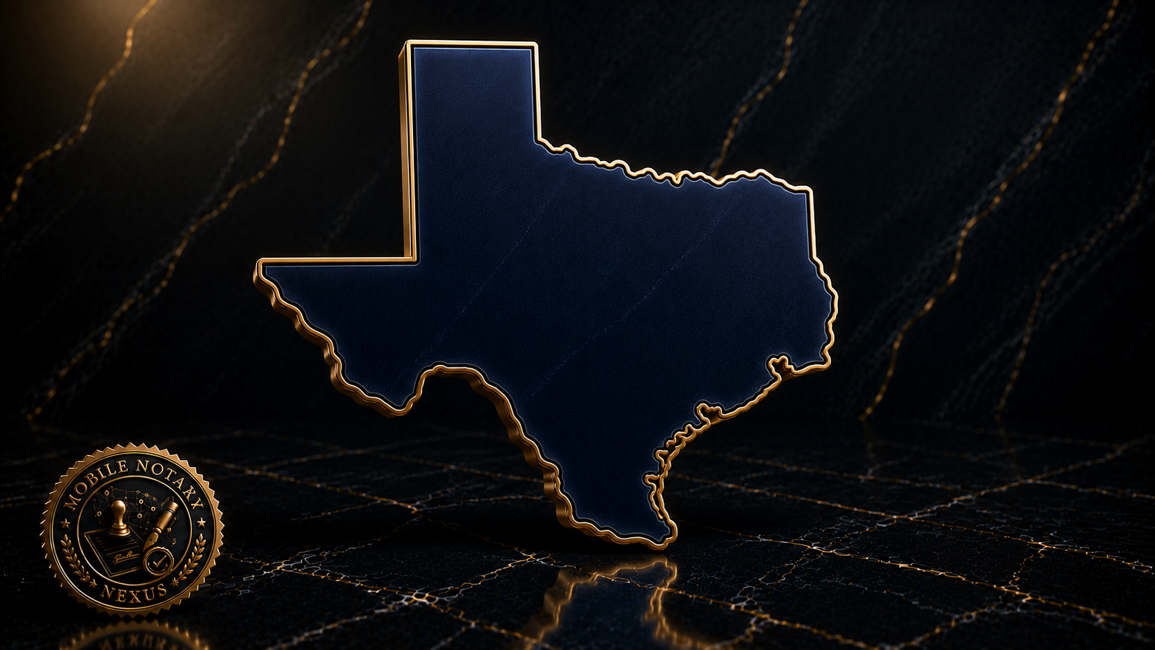 Gold Texas state outline with city skyline